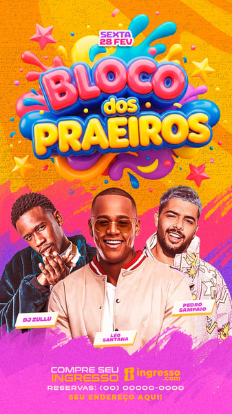 FLYER PARA EVENTOS BLOCO DOS PRAEIROS 2 STORYS