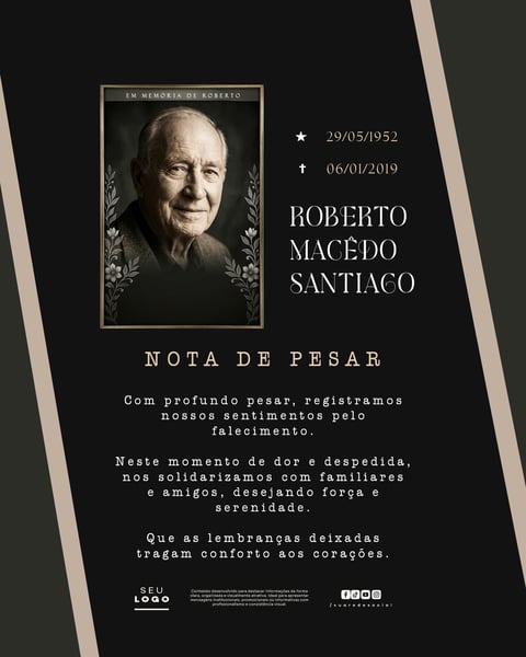 Nota de Pesar Falecimento Luto SOCIAL MEDIA PSD EDITÁVEL 2