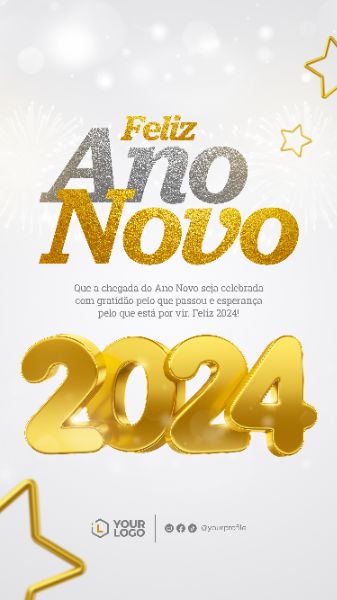 Feliz Ano Novo 2024 Template Social Media
