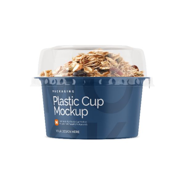 EMBALAGEM DE PLÁSTICO COM GRANOLA PSD EDITÁVEL MOCKUP