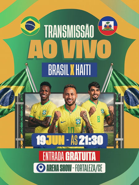FLYER EVENTO TRANSMISSÃO AO VIVO COPA DO MUNDO BRASIL
