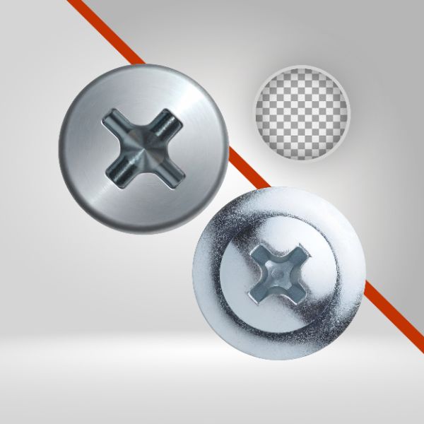 02 UNIDADES DE PARAFUSO EM PNG, COM FUNDO TRANSPARENTE, ELEMENTO, METAL, PARAFUSO VISTA FRONTAL, REAL, DOIS PNG 3D