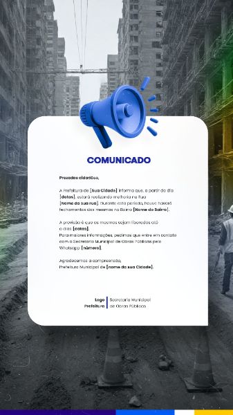 PREFEITURA COMUNICADO AVISO INFORME IMPORTANTE SOCIAL MEDIA FLYER PSD EDITÁVEL