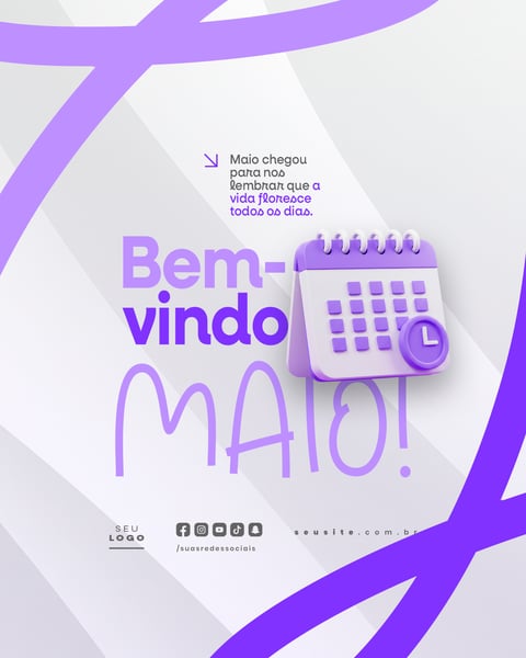 BEM VINDO MAIO SAUDAÇÃO MÊS SOCIAL MEDIA POST EDITÁVEL FEED
