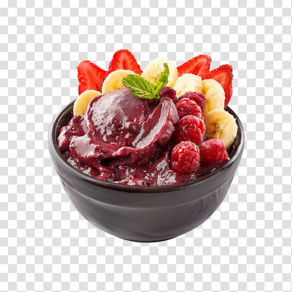 TIGELA DE SORVETE DE AÇAÍ E FRUTAS, SORVETERIA, AÇAÍTERIA - IMAGEM SEM FUNDO, PNG
