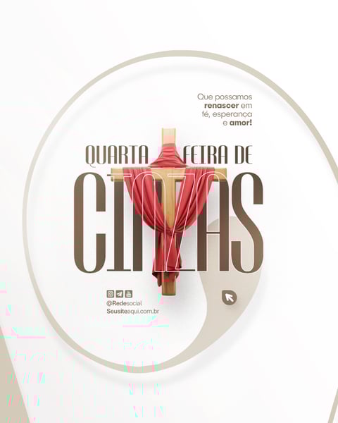 QUARTA-FEIRA DE CINZAS QUARESMA CRISTÃO CATÓLICO SOCIAL MEDIA PSD EDITÁVEL