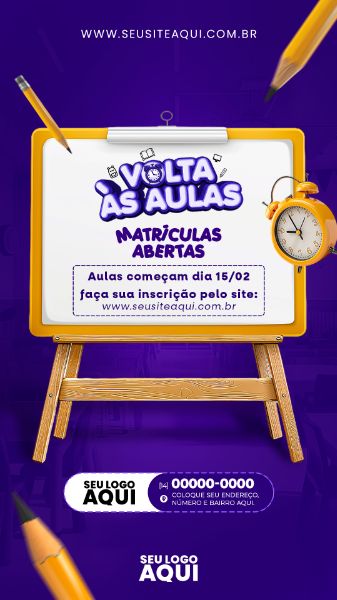 STORY | VOLTA ÀS AULAS | MATRÍCULAS ABERTAS | ESCOLA | PSD EDITÁVEL