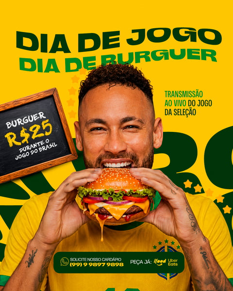 SOCIAL MEDIA BAR HAMBURGUER NEYMAR COPA PSD EDITÁVEL