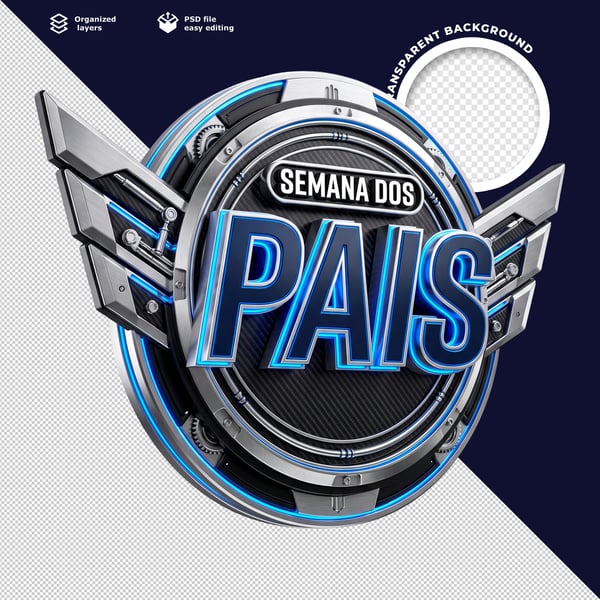 BANNER SEMANA DOS PAIS MODERNO AZUL PRATEADO BRANCO PSD EDITÁVEL