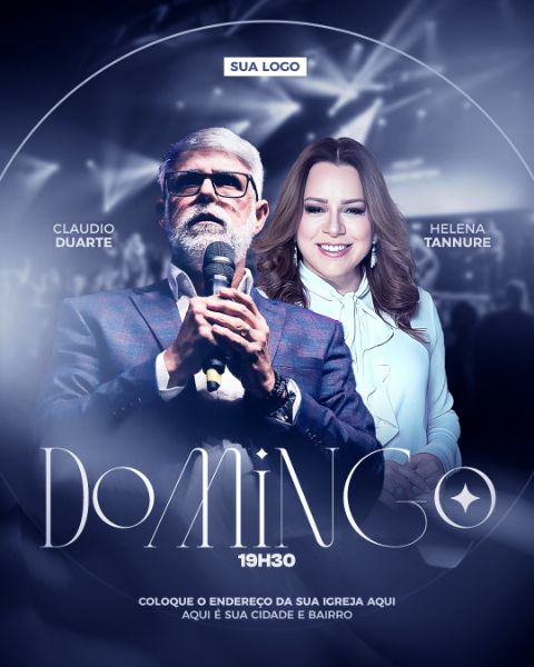 FLYER CULTO DOMINGO 19H30 SOCIAL MEDIA PSD EDITÁVEL