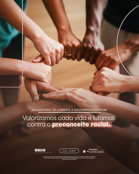 03 DE JULHO - DIA NACIONAL DE COMBATE À DISCRIMINAÇÃO RACIAL - FLYER SOCIAL MEDIA PSD EDITÁVEL