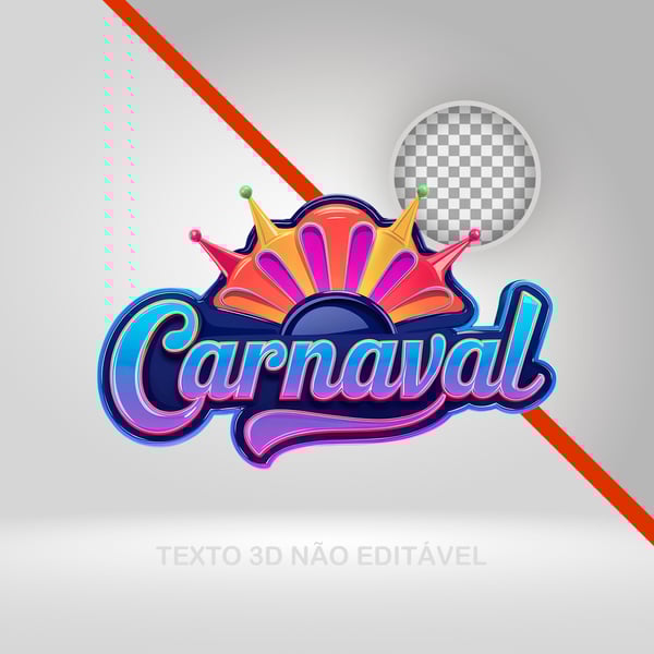 SELO 3D CARNAVAL, TEXTO 3D, LOGOTIPO PARA BLOCO, FOLIA, FLYERS 05  PNG TRANSPARENTE