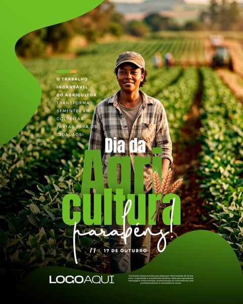 DIA DA AGRICULTURA AGRICULTORA COLHEITA SOCIAL MEDIA FLYER PSD EDITÁVEL