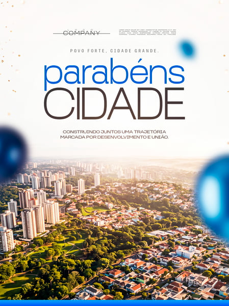 ANIVERSÁRIO DA CIDADE VISTA AÉREA URBANA SOCIAL MEDIA FLYER PSD EDITÁVEL