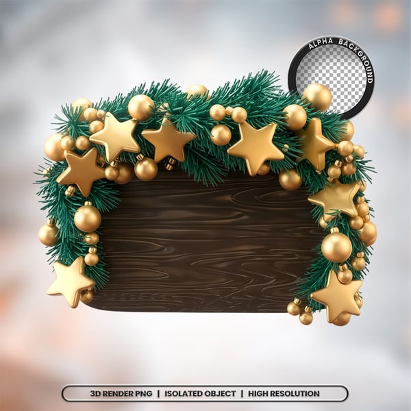 3D RENDER PLACA DE NATAL ELEMENTO ÍCONE PSD PNG 4