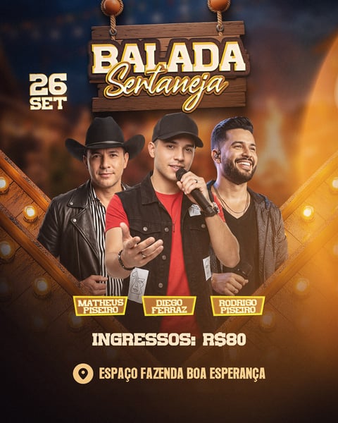 FLYER BALADA SERTANEJA FEED PSD EDITÁVEL