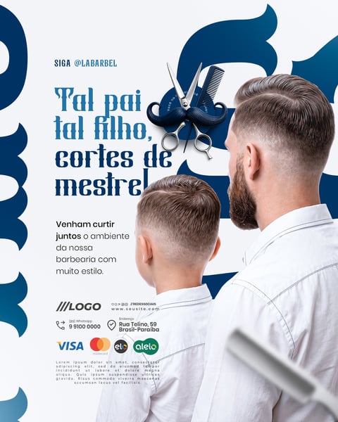 Tal pai tal filho cores de mestre Barbearia Dia dos Pais Social Media PSD Editável