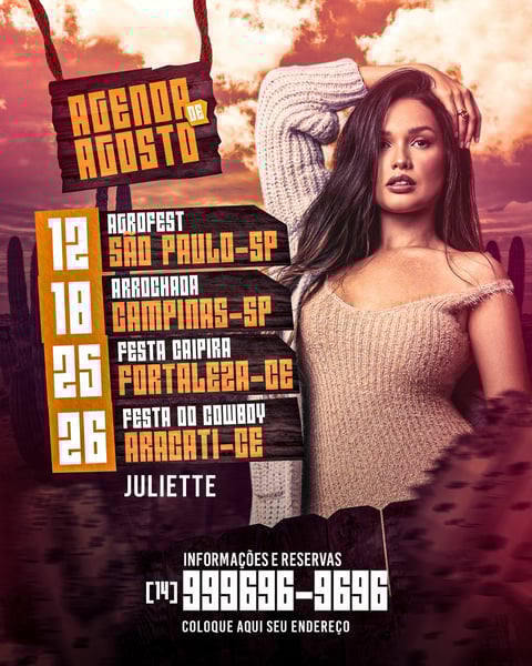 FLYER AGENDA DE AGOSTO - JULLIETTE