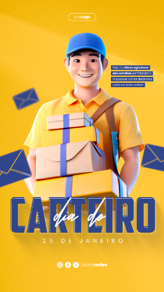 DIA DE AGRADECER AOS CARTEIROS 25 DE JANEIRO DIA DO CARTEIRO STORY  SOCIAL MEDIA POST