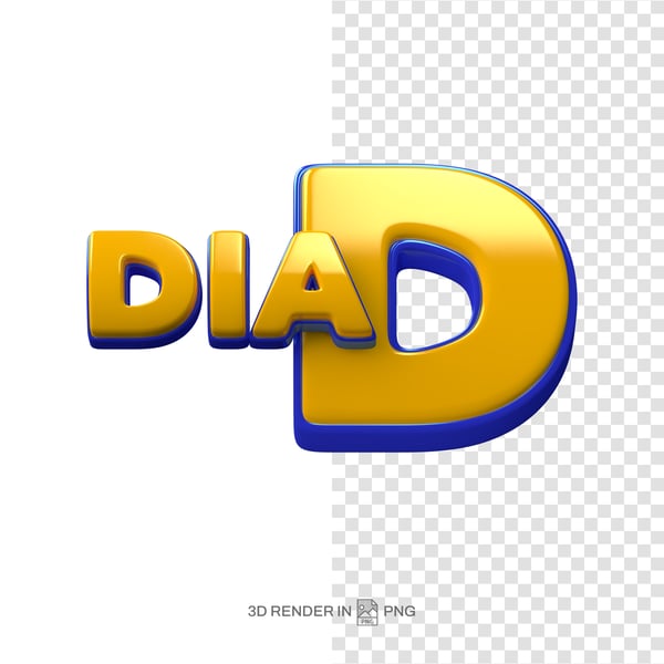 3D RENDER LETTERING DIA D POSITION TWO BLUE YELLOW