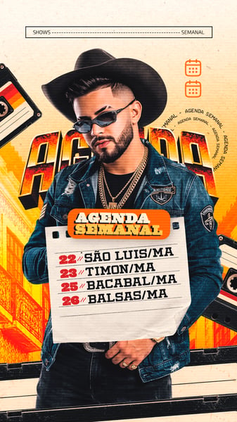 24 - AGENDA SEMANAL - ARTISTA - PRÓXIMOS SHOWS - PSD EDITÁVEL