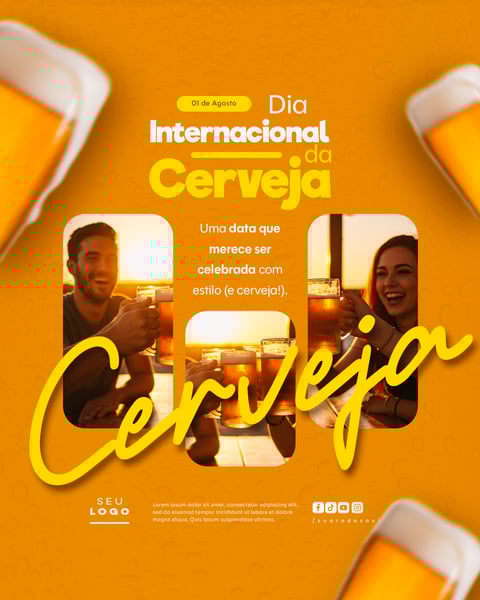 DIA INTERNACIONAL DA CERVEJA 01 DE AGOSTO SOCIAL MEDIA PSD EDITÁVEL 2