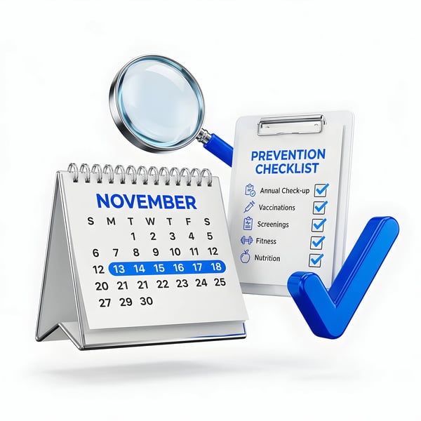 NOVEMBRO PREVENÇÃO CALENDÁRIO CHECKLIST LUPA SET