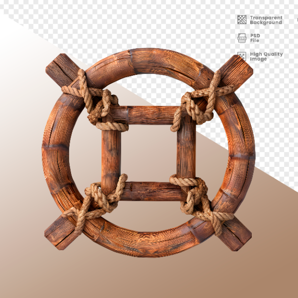 CÍRCULO MADEIRA E CORDA  ELEMENTO 3D PARA COMPOSIÇÃO - WOOD