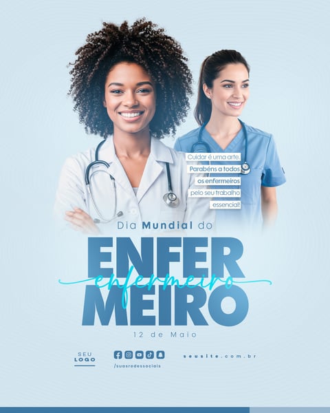 DIA MUNDIAL DO ENFERMEIRO 12 DE MAIO SOCIAL MEDIA EDITÁVEL DATA COMEMORATIVA FEED
