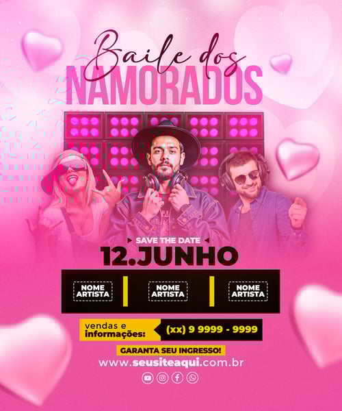 FLYER EVENTO BAILE DOS NAMORADOS REDES SOCIAIS