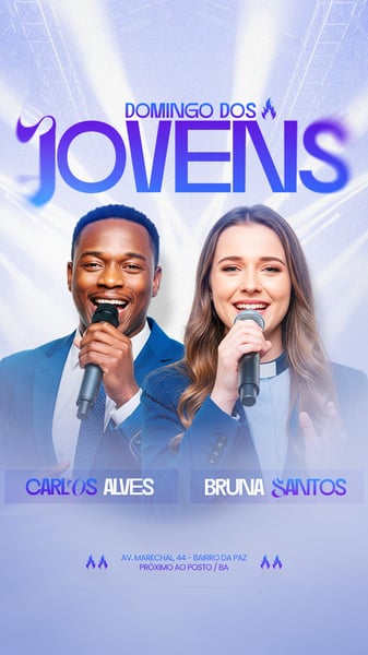 FLYER GOSPEL CULTO DOMINGO DE LOUVOR E ADORAÇÃO IGREJA SOCIAL MEDIA PSD EDITÁVEL