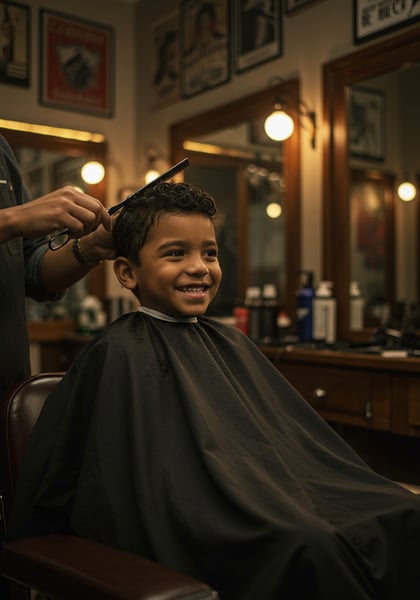 CORTE DE CABELO INFANTIL FELIZ CRIANÇA SORRINDO