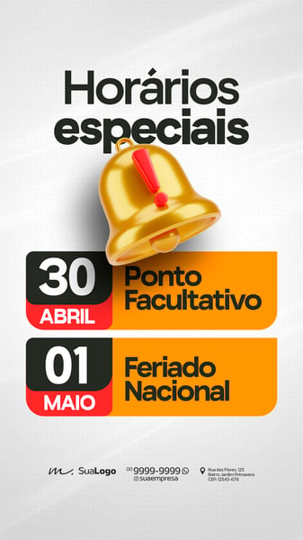 COMUNICADO DE HORÁRIO ESPECIAL DE FUNCIONAMENTO SOCIAL MEDIA PSD EDITÁVEL 2 STORY