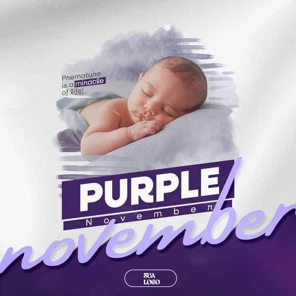 PURPLE NOVEMBER PREMATURITY AWARENESS MONTH SOCIAL MEDIA EDITABLE PSD 30