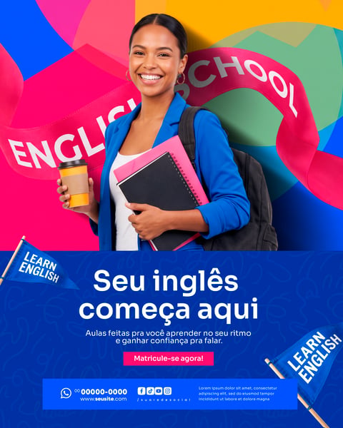 ESCOLA DE IDIOMAS SOCIAL MEDIA PSD EDITÁVEL 9