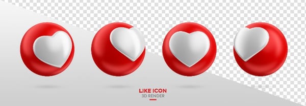 REAÇÃO DE CORAÇÃO CURTIDA DE REDE SOCIAL ELEMENTO 3D PARA DIA DAS MÃES