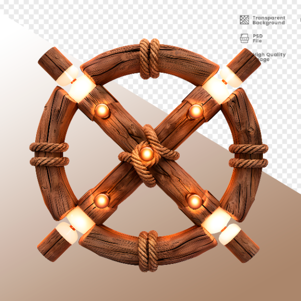 CÍRCULO DE MADEIRA COM LUZ - ELEMENTO 3D PARA COMPOSIÇÃO - WOOD