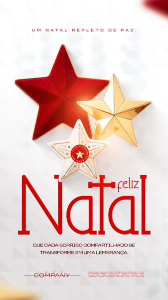 FELIZ NATAL ESTRELAS VERMELHAS E DOURADAS SOCIAL MEDIA FLYER PSD EDITÁVEL STORY