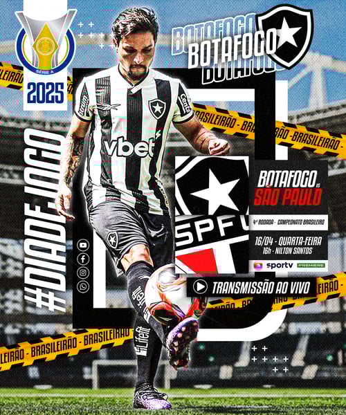 FLYER ESPORTIVO FUTEBOL CAMPEONATO BRASILEIRO DIA DE JOGO BOTAFOGO