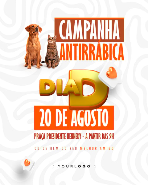 CAMPANHA VACINAÇÃO ANTIRRÁBICA DIA D SOCIAL MEDIA PSD EDITÁVEL