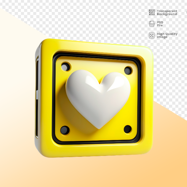 CORAÇÃO QUADRADO -  ELEMENTO 3D CORAÇÃO  PARA COMPOSIÇÃO