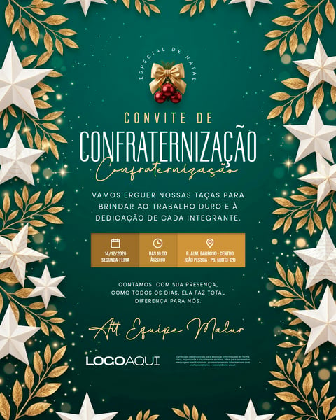 ESPECIAL DE NATAL CONFRATERNIZAÇÃO SOCIAL MEDIA FLYER PSD EDITÁVEL
