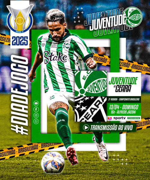 FLYER ESPORTIVO FUTEBOL CAMPEONATO BRASILEIRO DIA DE JOGO JUVENTUDE