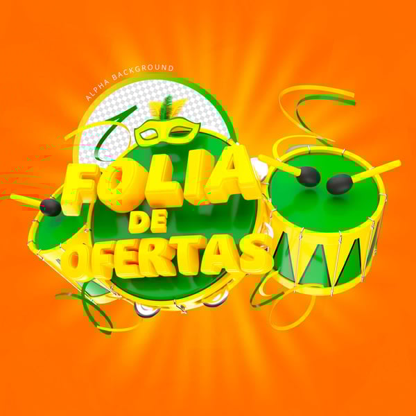 SELO 3D CARNAVAL FOLIA DE OFERTAS PNG
