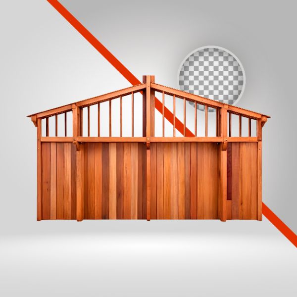 ESTRUTURA DE MADEIRA 3D-IA, GRADE, ESTRADO, ELEMENTO PNG PARA FLYERS DE EVENTO, VAQUEJADA, SERTANEJO, SÃO JOÃO, FUNDO