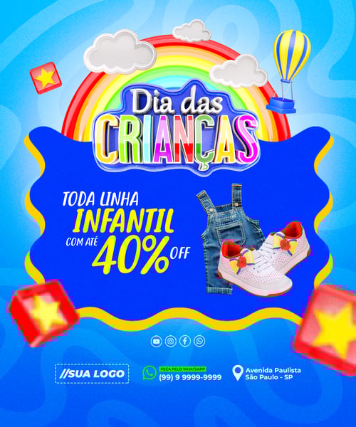 Feliz Dia das Crianças 12 de Outubro Data Comemorativa Redes Sociais