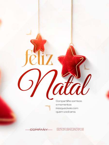FELIZ NATAL ESTRELAS VERMELHAS SOCIAL MEDIA FLYER PSD EDITÁVEL