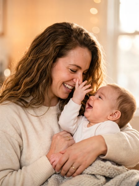 Mãe com seu filho bebê no colo 04