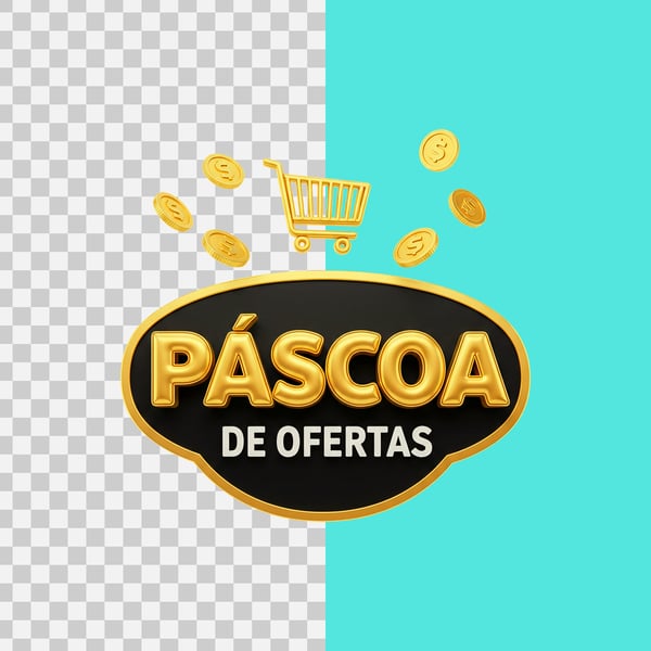 DWC SELO 3D PÁSCOA DE OFERTAS 2 PNG TRANSPARENTE
