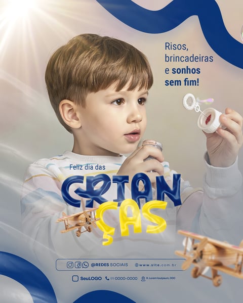 FELIZ DIA DAS CRIANÇAS 12 DE OUTUBRO FEED SOCIAL MEDIA PSD EDITÁVEL 05